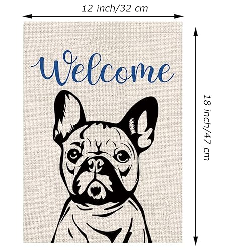 French Bulldog Welcome Garden Flag Vertical Double Sided Farmhouse Patio Courtyard Outdoor Decorations 12.5 X 18 Inch #TOP1
