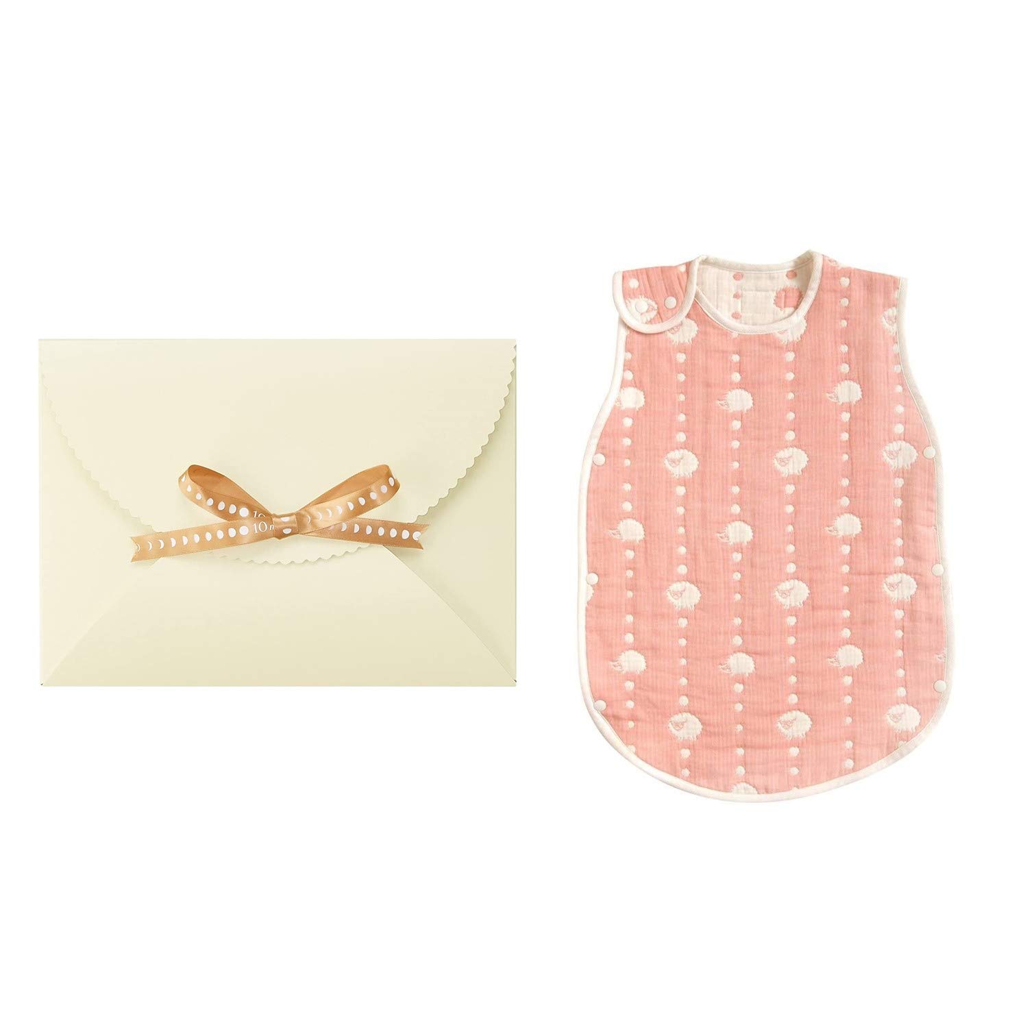 10mois(ディモワ) - Hoppetta 出産祝い ギフトラップ付き ふくふくガーゼ(6重ガーゼ) ベビースリーパー コットン100% 新生児~3歳頃まで ピンク 着丈58cm 18111039