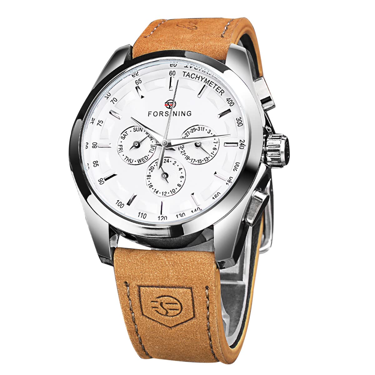 FORSINING Mechanische Armbanduhr Herren Automatische Selbstaufziehende Militäruhr Echtes Lederband Wasserdicht Leuchtend Casual Business