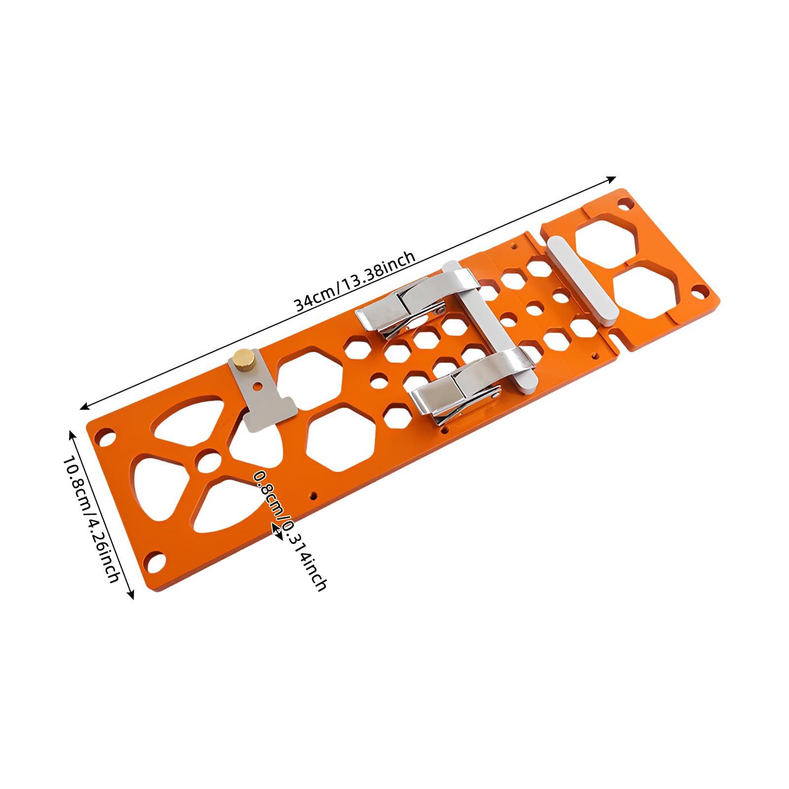 Guida per sega circolare, taglio 90°, accessorio in alluminio, 34 cm | Morsetto di guida per rotaia,Alluminio anodizzato 8mm,per piastra di serraggio posizionamento,Taglio legno,Arancione