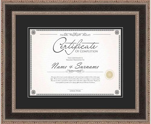 Poster Palooza 11x14 Silver Frame for 8.5x11 Diplomas & Certificates Acid-Free Black Mat DistressedAged Silver Certificate Frame with UV Acrylic,