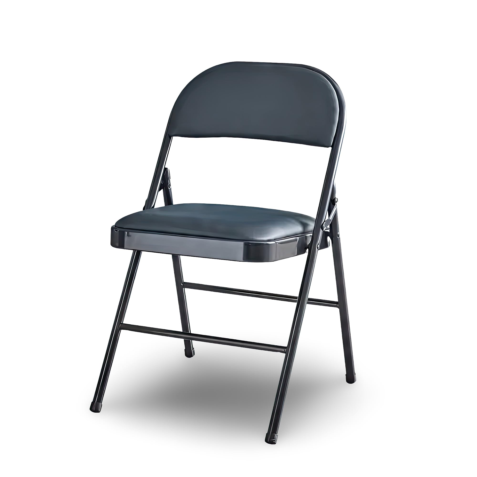 Folding Chair with Padded Seat | Black Metal Foldable Criss Cross Chair for Home, Office Chair, Balcony Chair, Computer Chair, Kids Chair, Study Chair, Outdoor Chair, Chairs for Event or Gathering,