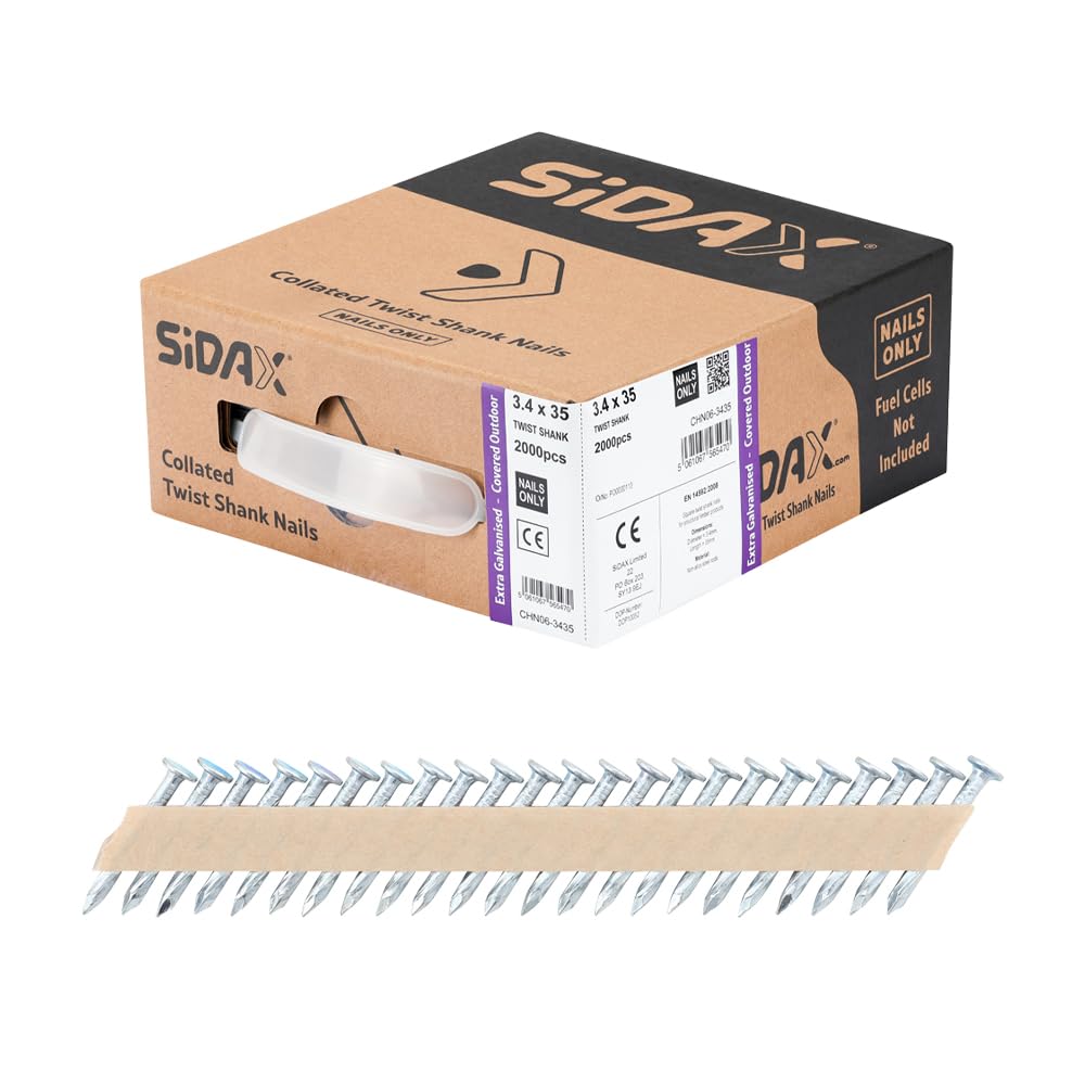 SiDAX | Collated Twist Shank Nails | Electro-Galvanised | 3.4 x
