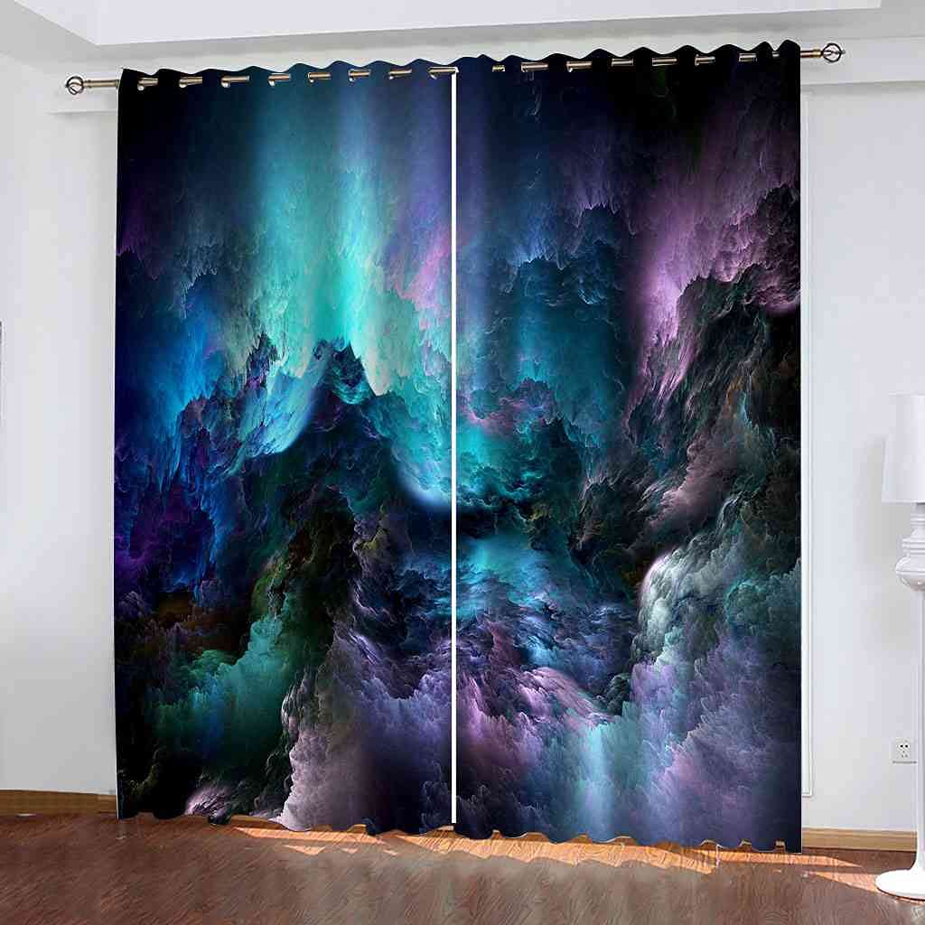 Rideau pour la Chambre à Coucher Style Nébuleuse Abstraite