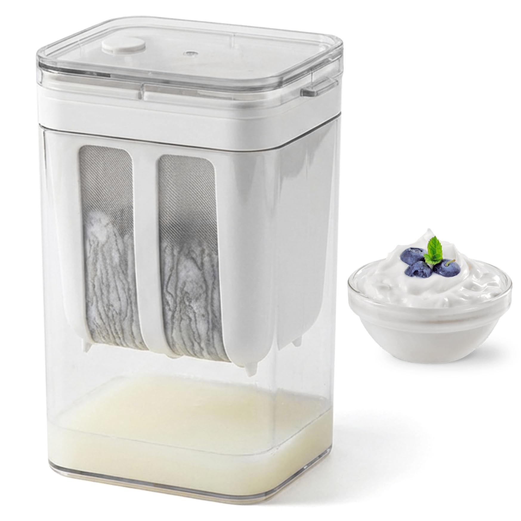 Yogurt Strainer - 1100ml Greek Yogurt Strainer with Lid & Fine Mesh Filter, Multifunctional Kitchen for Thick Cheese Nut Milk Juice