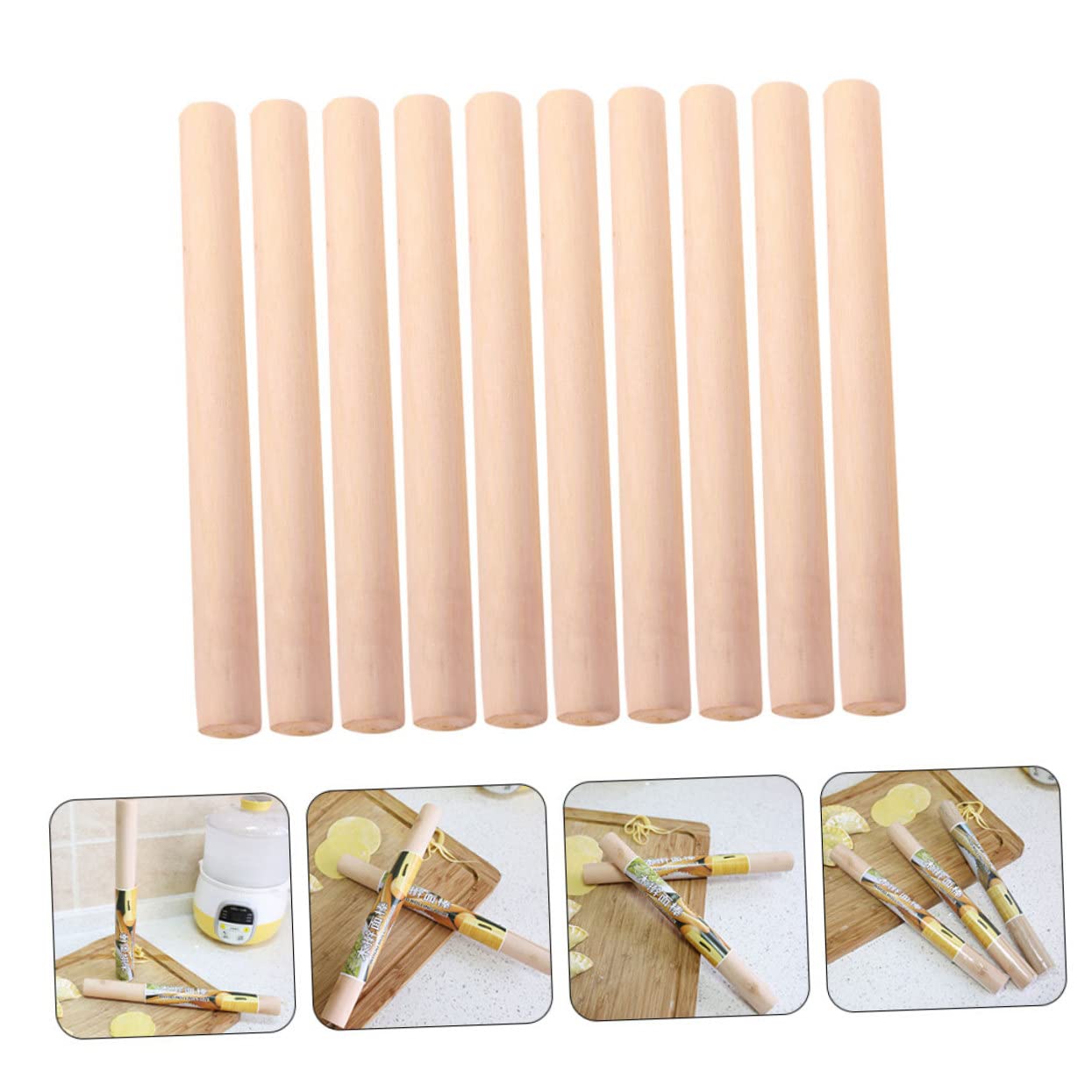 10 Stück Teiliges Holz nudelholz mit Glatter Splitterfreier Oberfläche Leichtes Ausrollwerkzeug für Teig für Brot Pizza Dumplings Praktisches Küchenzubehör für Backen und Kochen