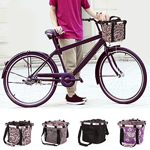 Cesto de bicicleta e bolsa de transporte para cães – Cesta de bicicleta dobrável destacável para ani