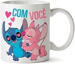 مج مزين بأشكال مستوحاه من ليو اند ستيتش ديزني، بتصميم يعبر عن الحب، سيراميك، فضي