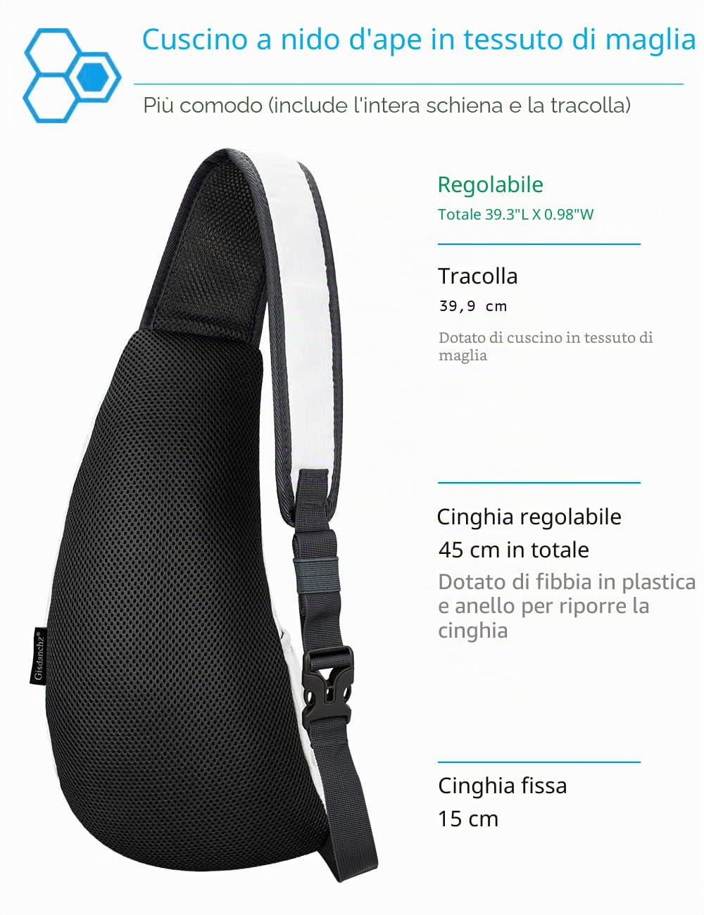 Zaino Monospalla Uomo e Donna, Zainetto Borsello a Tracolla, Marsupio Sling Backpack Rucksack Crossbody Shoulder Bag, Bianco