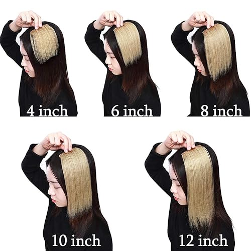 Miniatura 7 de Benehair Extensiones gruesas de 8 pulgadas para añadir volumen al cabello, mezcla de castaño dorado y rubio decolorado, para mujer, cabello humano