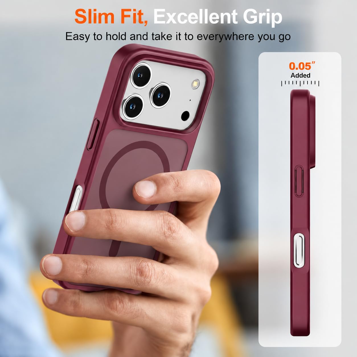 EGOTUDE for iPhone 18 Pro & iPhone 17 Pro Case, Frosted Translucent Matte Hard Back Cover Compatible with Mag-Safe (Burgundy) — Amazon image 7