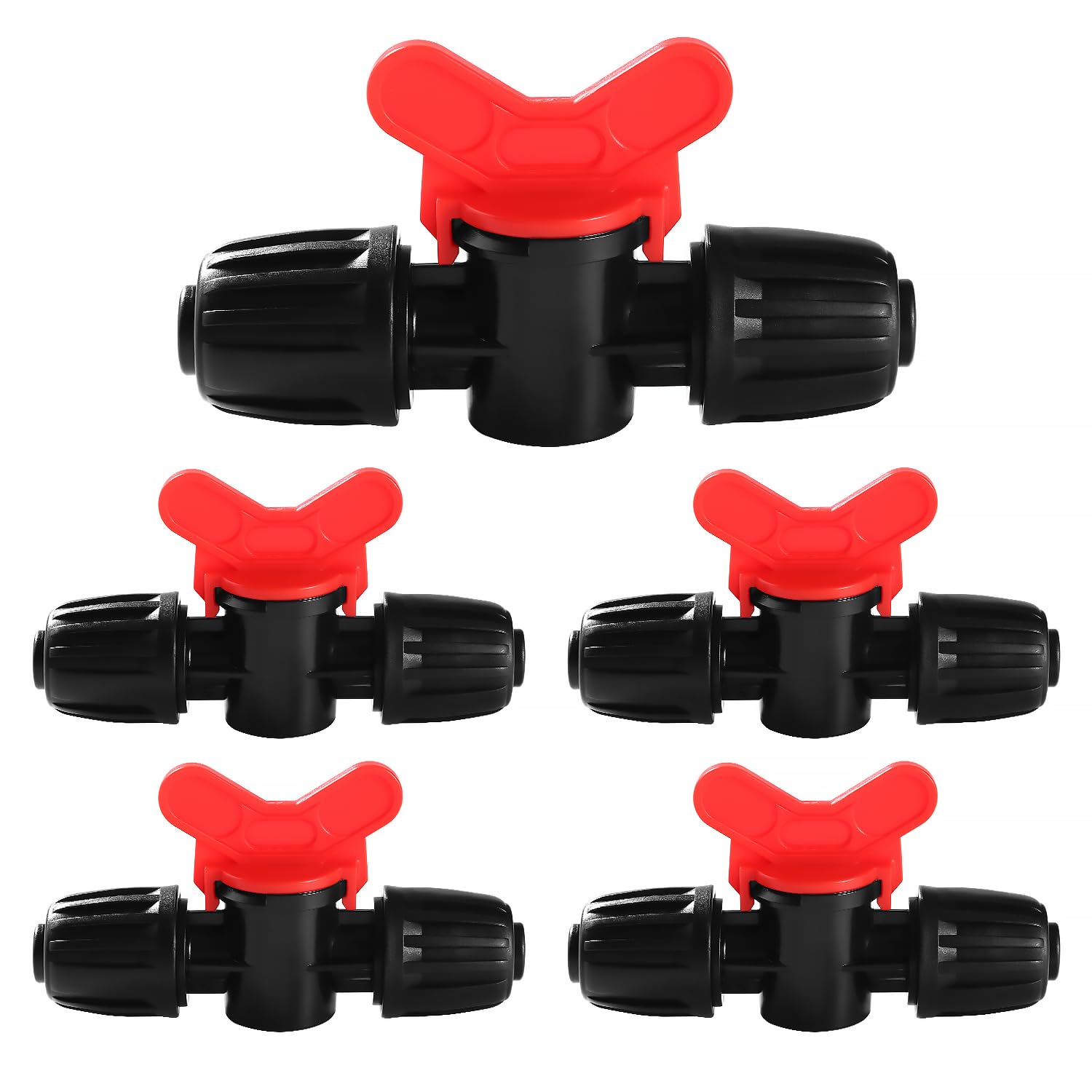 VooGenzek 5-Piece Drip Irrigation Switch Valve for 16mm Tubing, Barbed Locking Fitting, Shut-Off Control Parts - Black — image 1