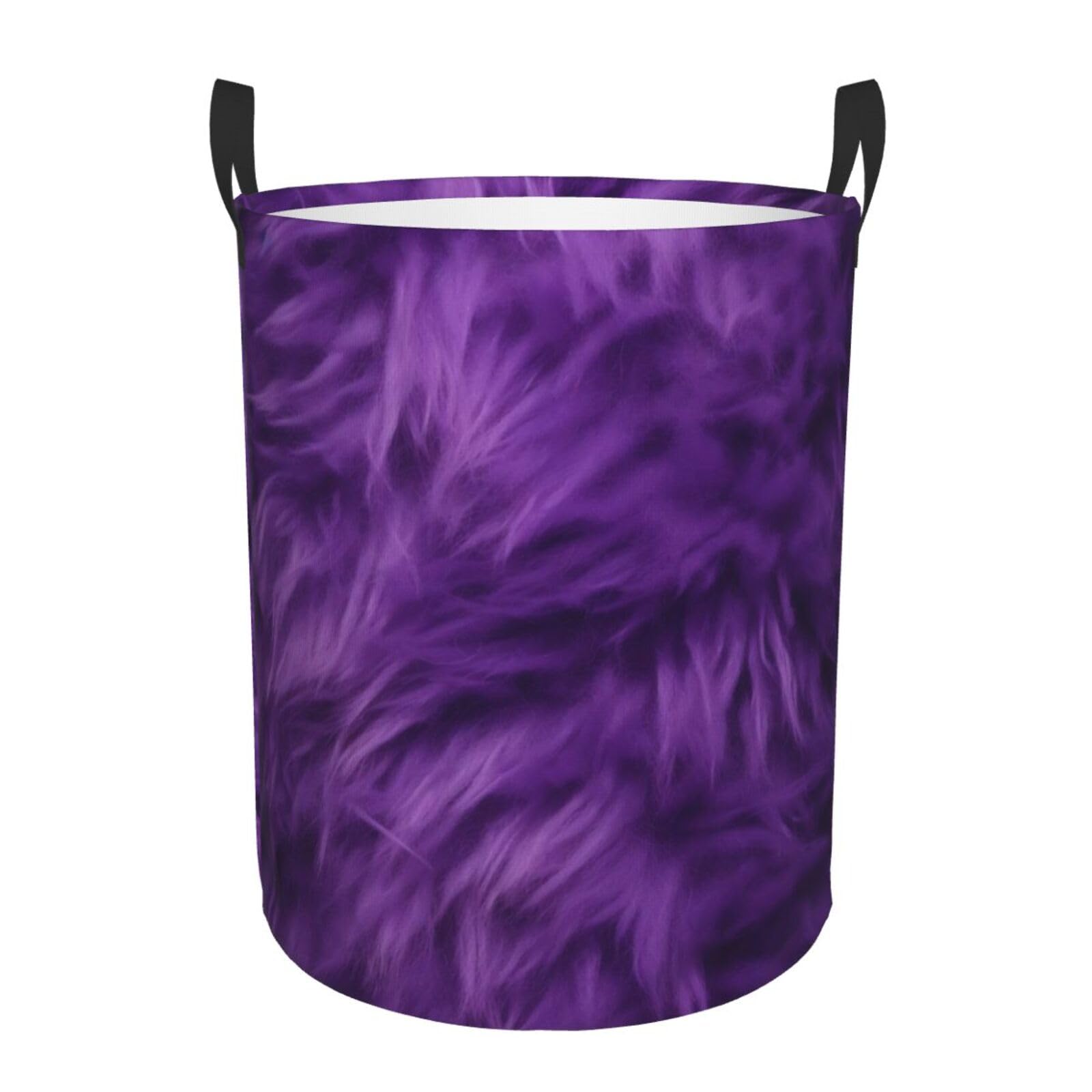 Purple Circular Laundry Basket Hamper, Large Capacity Washing Baskets, Waterproof & Collapsible Dirty Clothes Hamper With Handle, Organizer For Bedrooms & Bathrooms