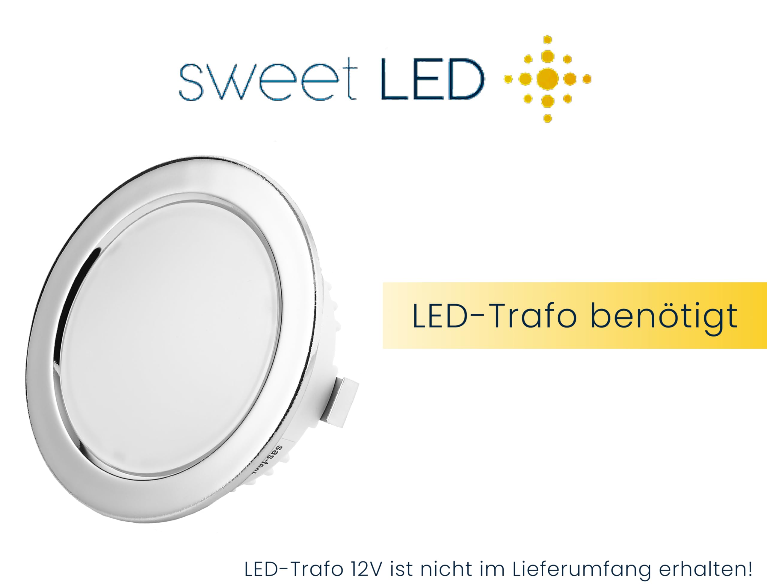 Sweet Led, 6x Fari da Incasso Ultra-sottili, Regolabili in Continuo, Spot da Soffitto in Metallo Orientabili, Profondità di Incasso 35mm, Foro 75mm, 230V 5W 420 Lumen, Luce Calda, Fari da Incasso
