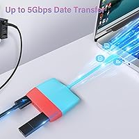 Vista 7 de Battony Adaptador USB C a HDTV para Nintendo SwitchSwitch OLEDMacBook Pro AiriPad ProAndroid Phone, USB3.0 5GBps Transferencia de fecha, USBC a 4K
