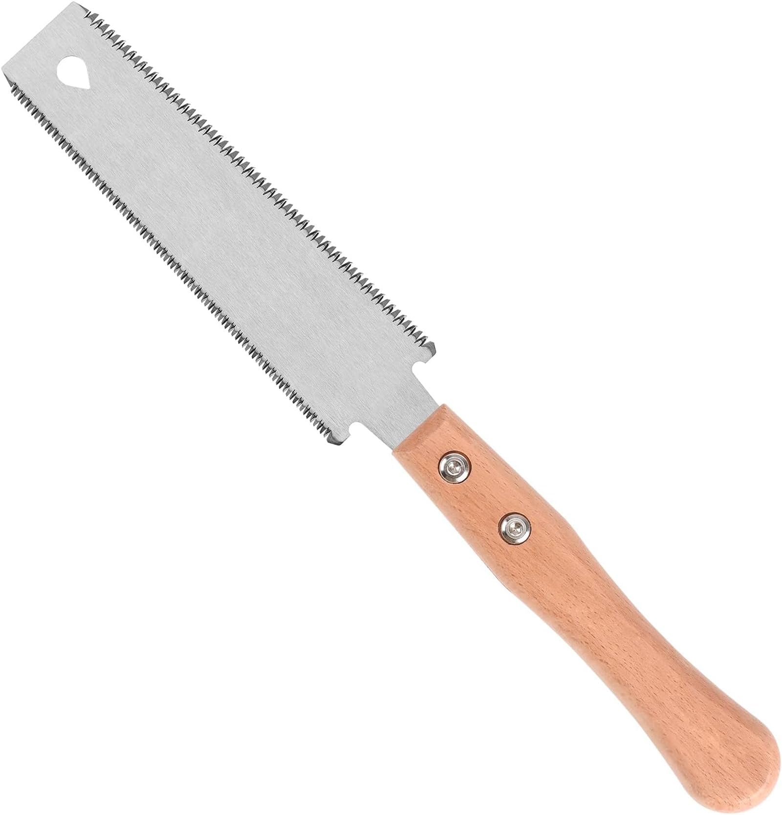 木製ハンドルの手動ノコギリ Amazon | ノコギリ 欅木ハンドル 両刃鋸 150mm 両刃のこぎり DIY木工用