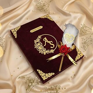 Customized Velvet Nikah Nama with Free “Qubool Hai” Pen | Personalized Nikah Frame and Qubool Hai Pen with Couple Details...