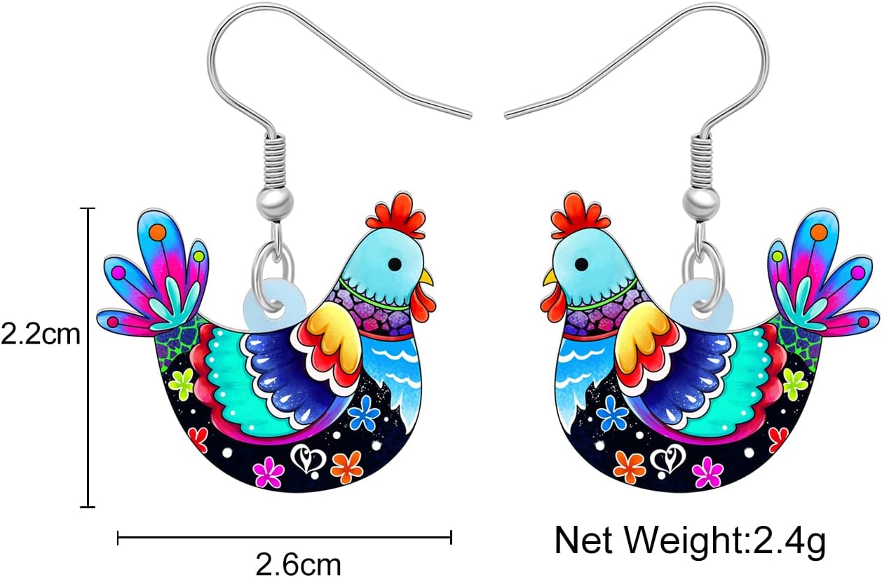 Acrylic Drop Hen Chicken Earrings Funny Farm Design Lovely Gift For Women By The Bonsny - Image 6