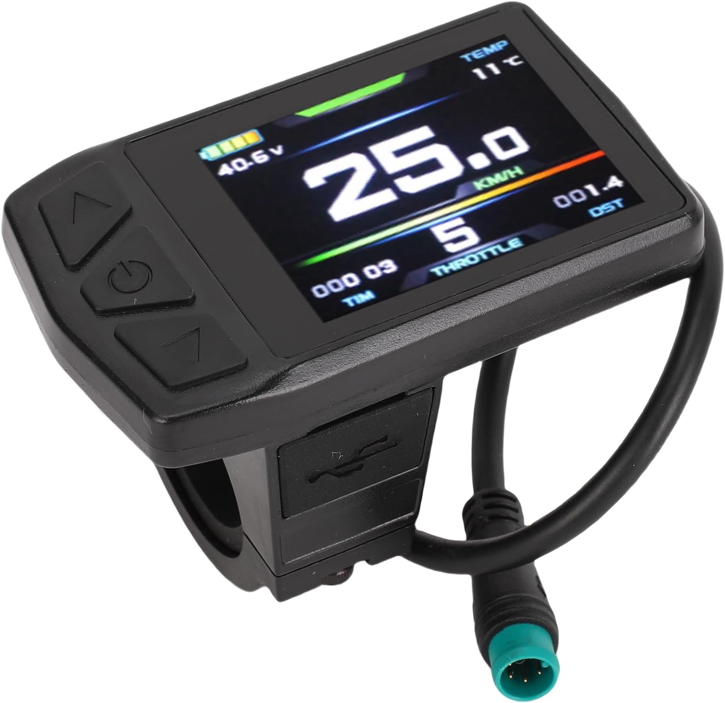 Naroote Electric Bike LCD Meter, Cycling Display Panel, Mountain Bike Meter Color Display with 5pin Waterproofing Connector, Ideal for KT Controller