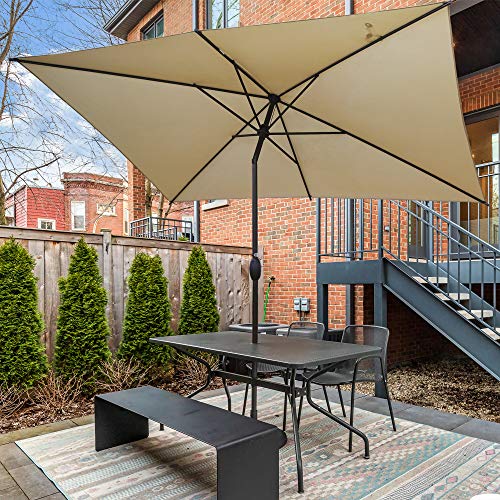 Abba Patio 6.5 X 10Ft Rectangular Patio Umbrella Outdoor Market Table Umbrella With Push Button Tilt And Crank For Garden, Lawn, Deck, Backyard & Pool, Beige #TOP6