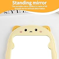 Vista 7 de TBWHL Bonito espejo de escritorio de dibujos animados con gato para escritorio, espejo de escritorio con soporte para niñas, niños, espejo