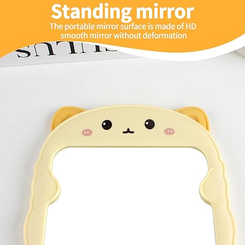 Miniatura 7 de TBWHL Bonito espejo de escritorio de dibujos animados con gato para escritorio, espejo de escritorio con soporte para niñas, niños, espejo de