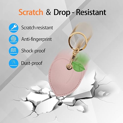 Miniatura 52 de Funda de cuero compatible con Apple AirTag, rastreador de llavero GPS Airtag con llavero, cubierta protectora antiarañazos para AirTag