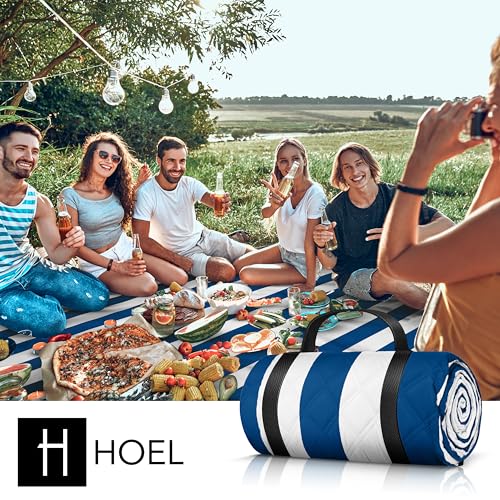 HOEL Picknickdecke 200x200 cm wasserabweisend + isoliert - Strandmatte gepolstert XXL - Picknickdecken - Outdoor Stranddecke für Picknick Camping Strand - Picnic Blanket