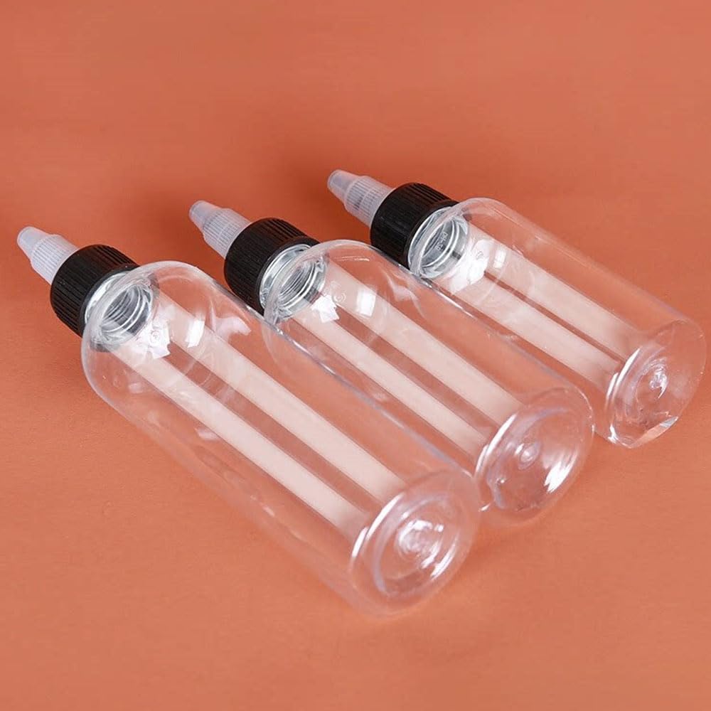 100PCS 30-250ML Nachfüllbare Kunststoff Flasche PET Öl Flüssigkeit Tropfflaschen Twist Top Cap Tattoo Pigment Tinte Container Kleber Applikator (120ML)