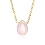 VACRONA Crystal Choker Necklace 14K Gold Plated Natural White | Pink | Purple Crystal Heart Teardrop Necklace for Women Simple Minimalist Jewelry Trendy