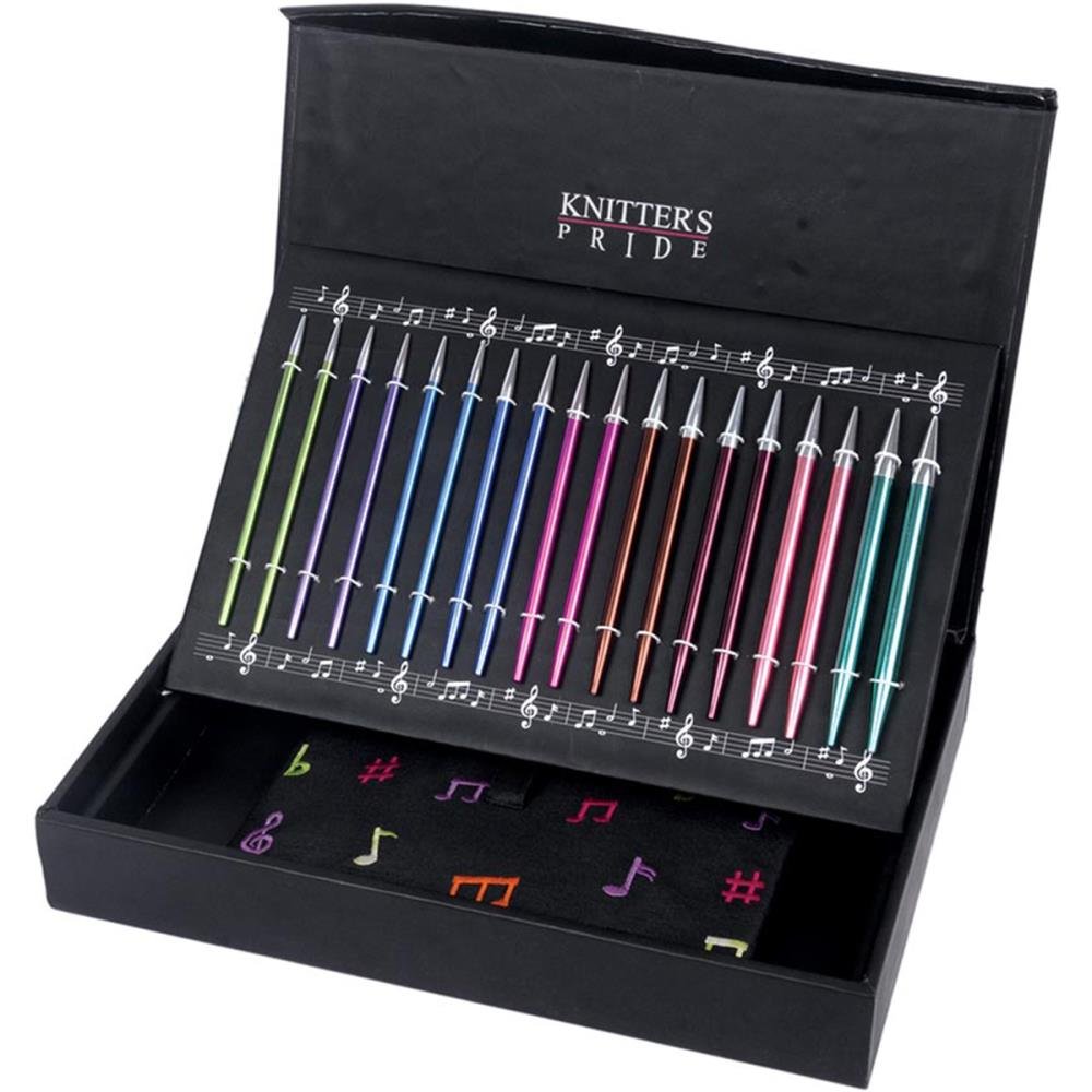 Knitter's Pride Zing Deluxe Set Aghi Circolari Intercambiabili – 7 Coppie Di Punte In Metallo Con Cavi E Accessori In Custodia Tessile - 6