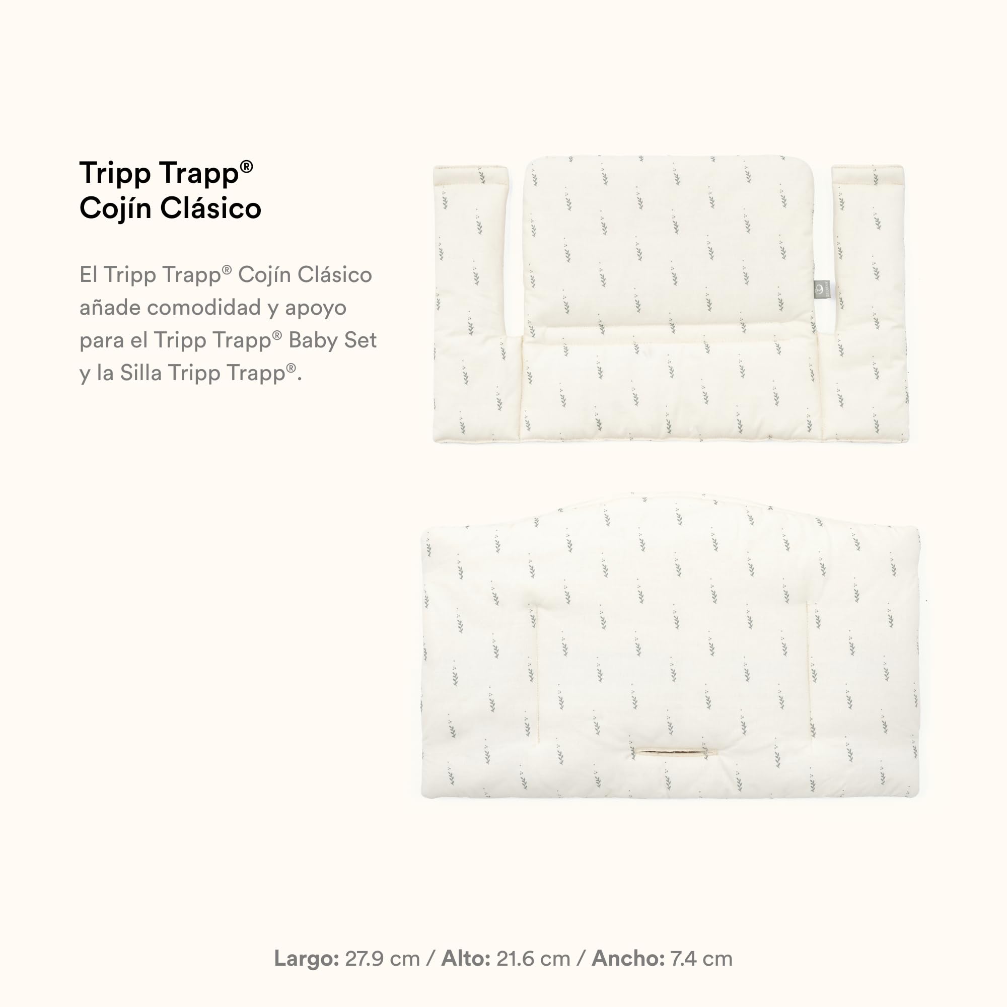 Tripp Trapp Cojín Clásico, Trigo Crema - A juego con la Silla Tripp Trapp y la Trona para mayor apoyo y Comodidad - Lavable a máquina - Para todo tipo de Sillas Tripp Trapp