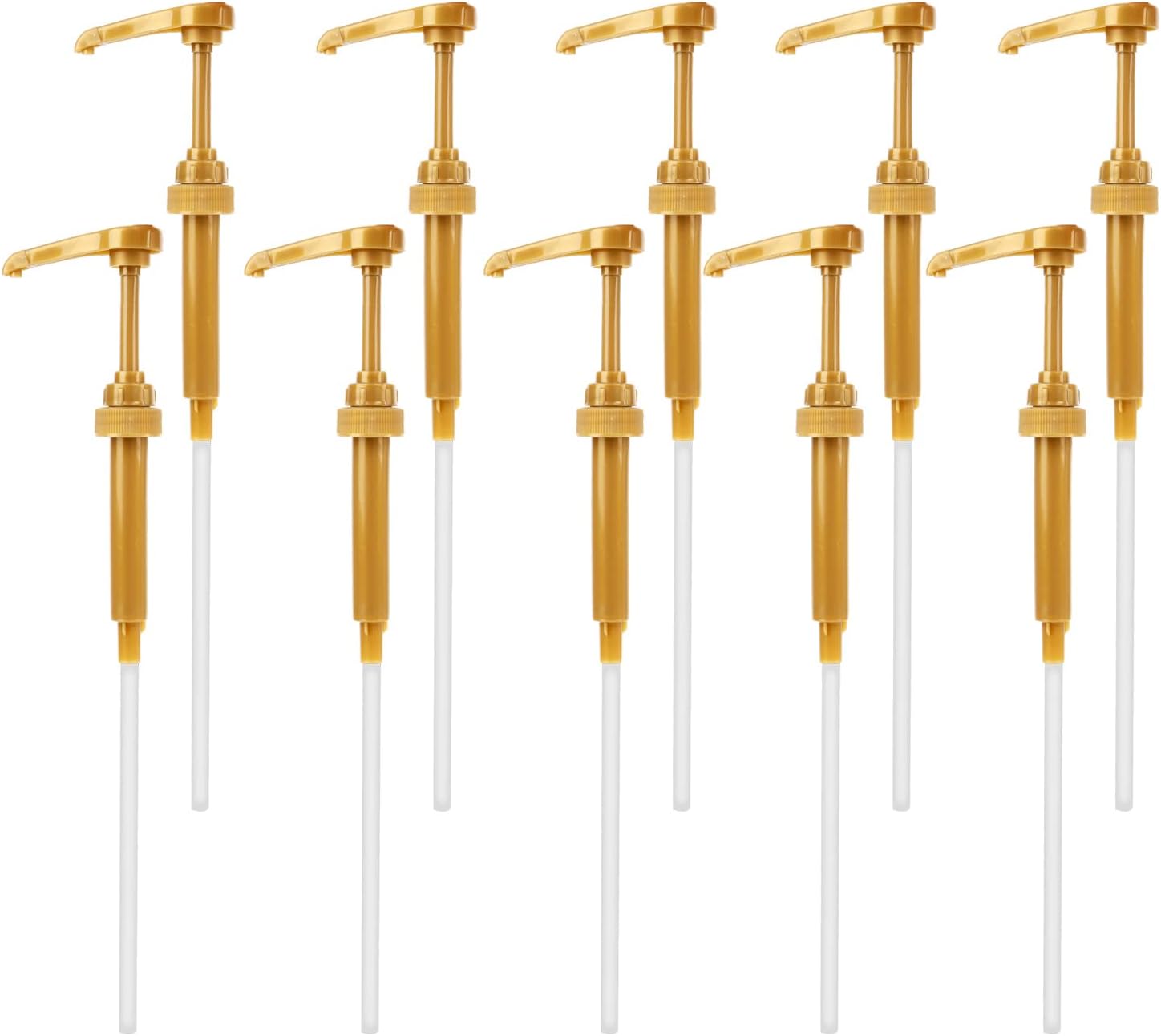 patscorai10 Pieces of Syrup Pumps - Coffee Syrup Pump Dispenser - Syrup Pumps for Coffee Syrup Bottle - Fits 750ml Bottles for Coffee Syrups - Flavorings Bottles(Gold)