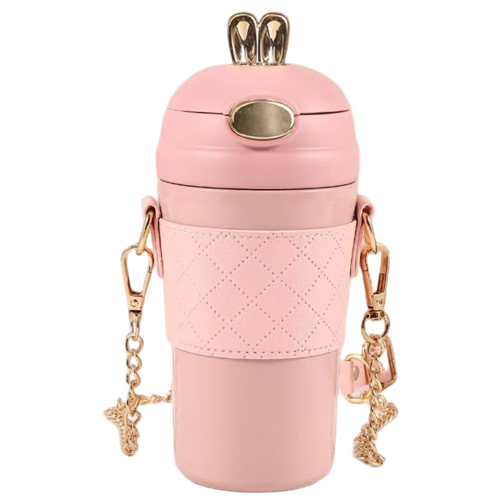 Botella de agua de acero inoxidable Kawaii portátil y termo para mujer 420ml