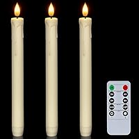 Vista 10 de Homemory 12 velas cónicas de plástico sin llama con control remoto temporizador regulador, candelabros LED marfil con luz de llama parpadeante
