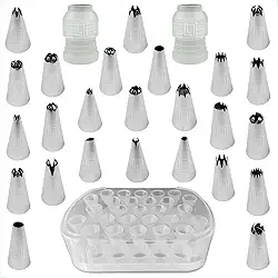 Kit 27 Bicos De Confeitar Profissional Com Adaptadores Decorar Bolo Cupcake Torta