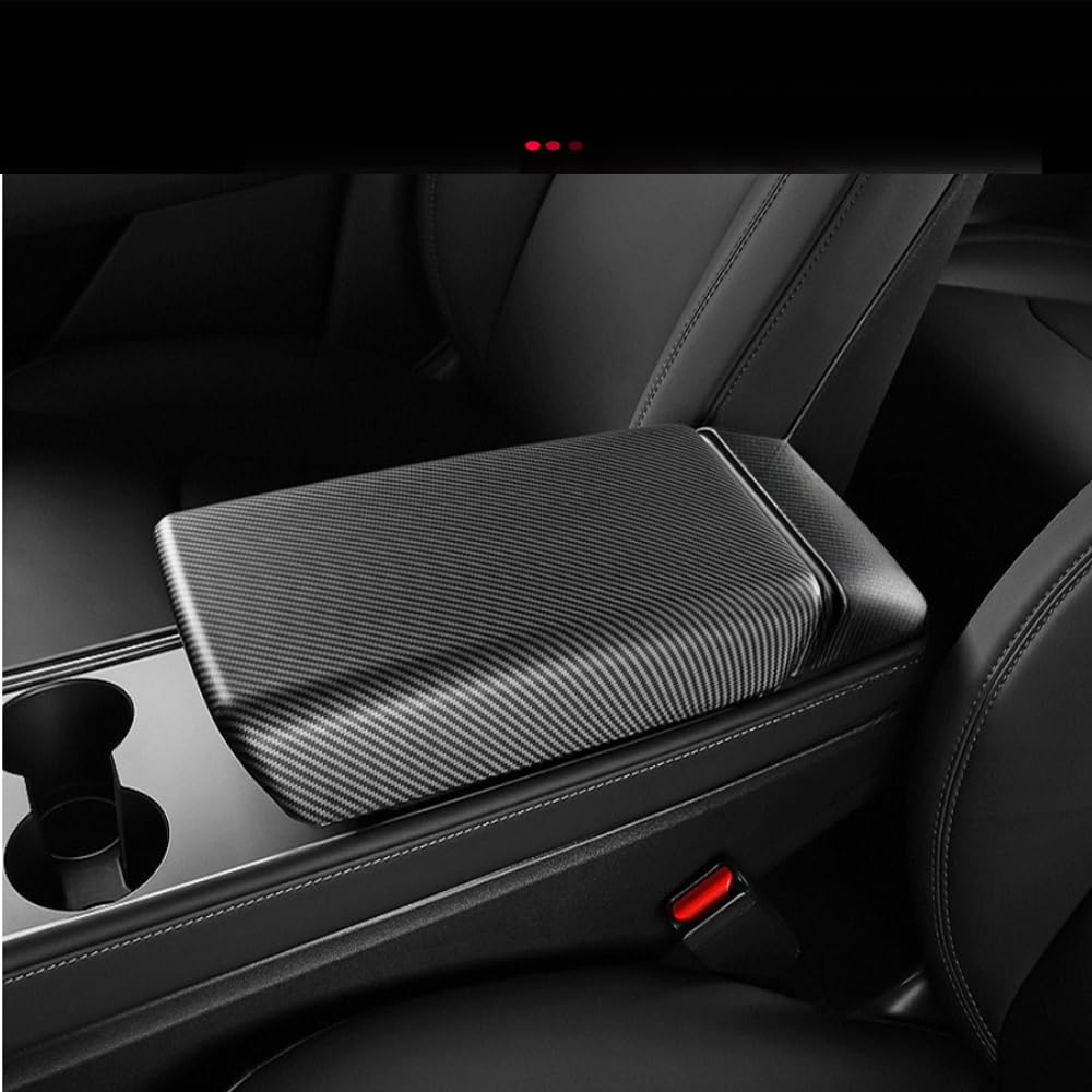StarYtbl Center Control Armrest Cover for 2017-2023 Model 3 And 2020-2024 Model Y, Tesla Arm Rest Cover, Made of ABS Material With Carbon Fiber