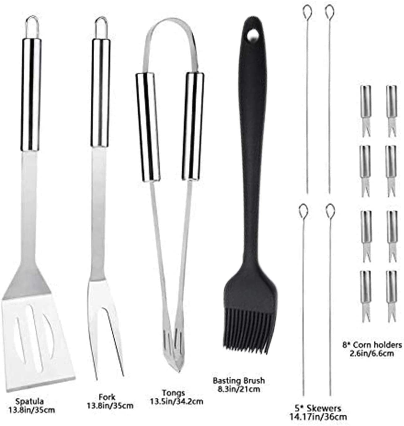 Zestaw akcesoriów do grillowania Zestaw narzędzi do grilla, zestaw narzędzi do grilla ze stali nierdzewnej 16PCS z torbą transportową, narzędzia do grillowania, naczynia na kemping na świeżym powietrz