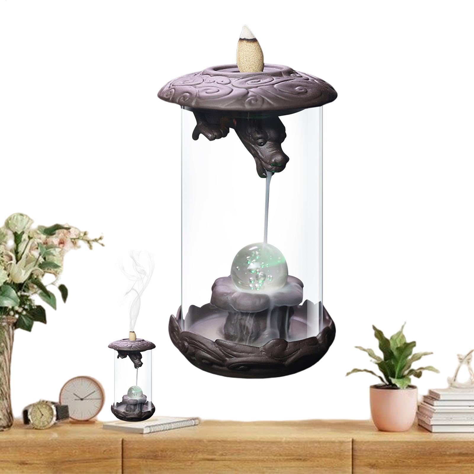Porte-encens à refoulement lumineux pour rituel de méditation zen