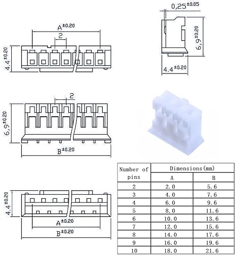 Miniatura 9 de Teansic Kit de conector JST-PH de 0.079 in con cabezal de pin hembra de 0.079 in 234567 pin adaptador de conector de carcasa Kit de terminales de