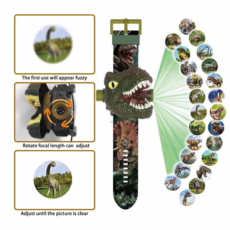 Children Dinosaur Projection Electronic Watch for Kids Flip Adjustable Digital Screen 3D Cartoon Animal 24 Projection Patterns Boys Girls Birthday Gift Educational Toy Children's Day Gift4