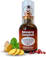 Spray de Própolis Natuspray Composto, com Própolis Verde e Mel, Sabor Romã, Gengibre e Menta, Auxílio Natural ao Sistema Imunológico com sabor delicioso para uso diário.