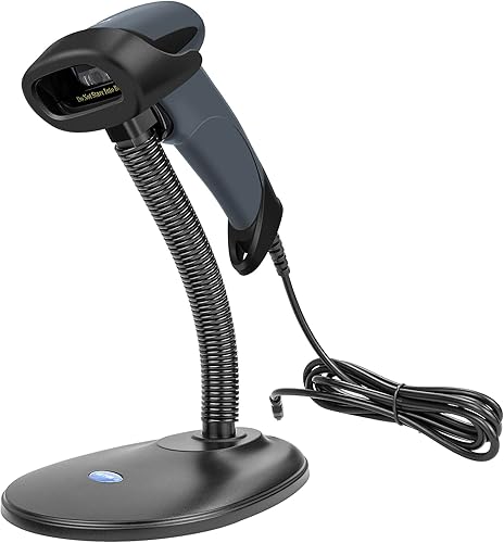 NETUM Escáner de código de barras USB con soporte lector de código de barras de mano con cable Pistola escáner CCD 1D para supermercado, tienda de