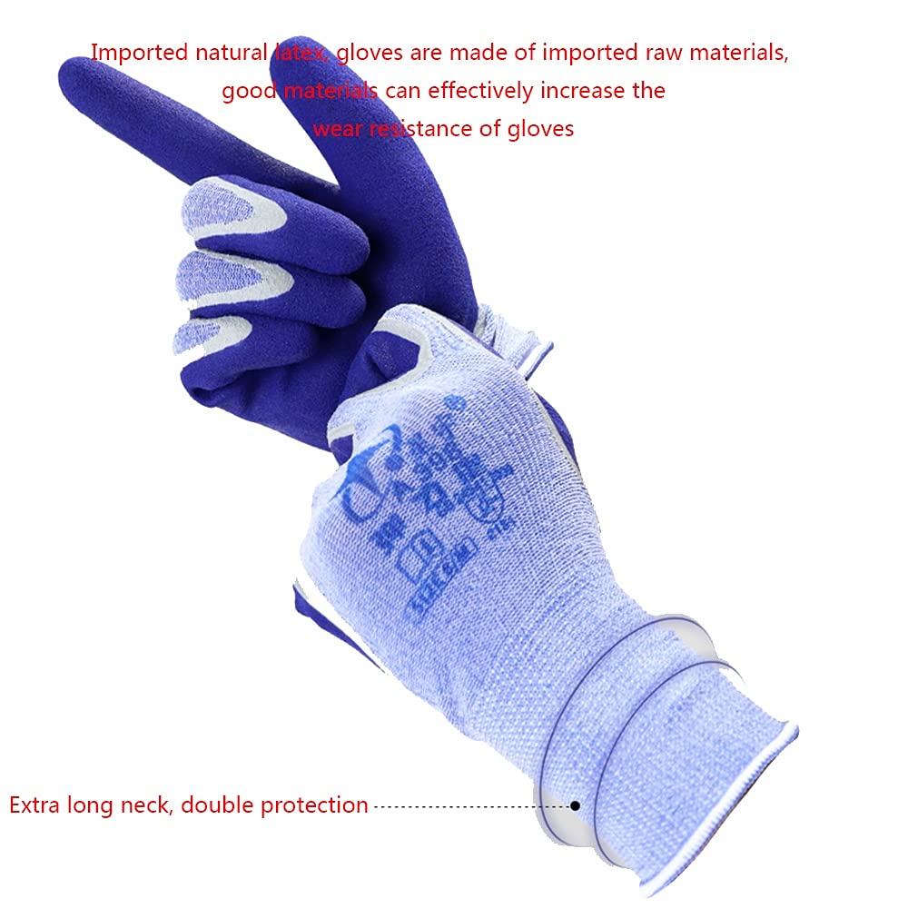 Guanti da Giardinaggio, Guanti da Lavoro, 12 Paia di Guanti da Giardinaggio, Guanti da Lavoro di Sicurezza, Rivestimento in Lattice, Guanti Antiscivolo, Comodi e Traspiranti, Resistenti all'Usura (Col