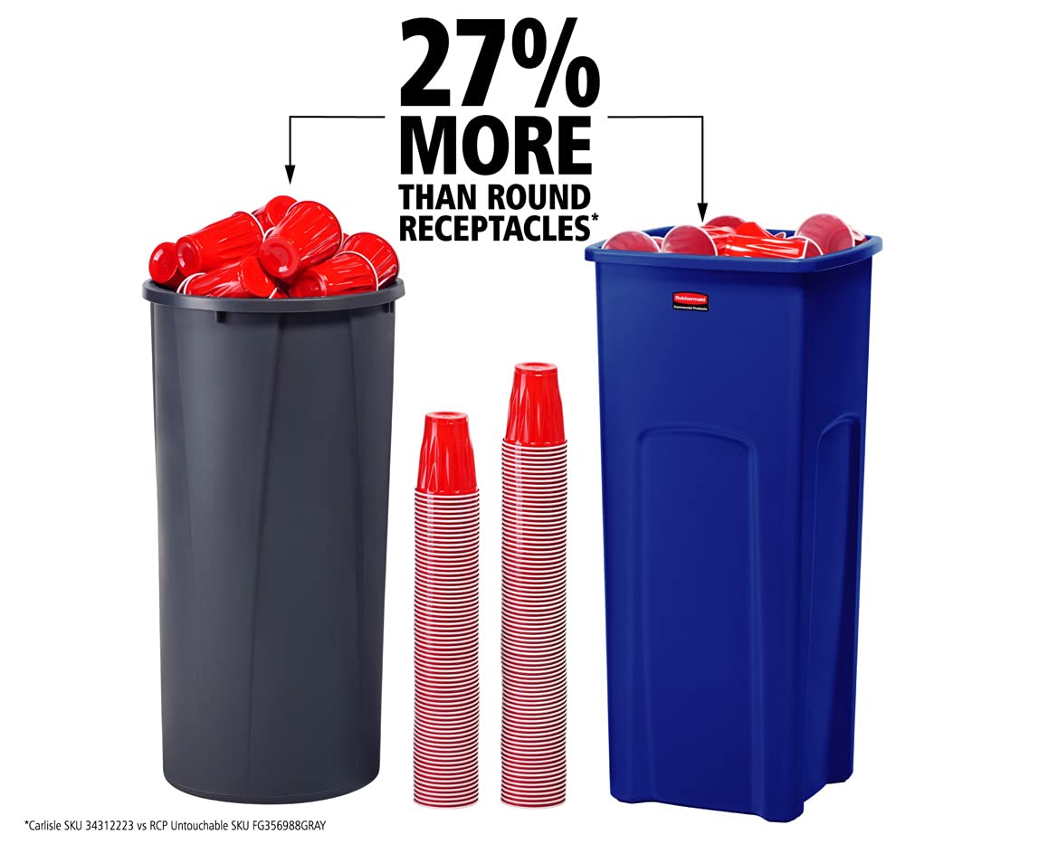Rubbermaid Commercial Products Untouchable Square Trash Can, Gray, for Offices/Mailrooms/Classrooms/Areas of High Waste Generation