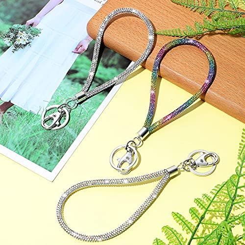 3 Items Bling Wristlet Keychain Wristlet Lanyard Keychains for Ladies Rhinestone Lanyards for Keys Wristlet Keychain for Ladies Keychain Pockets Credit score Card Holder (White, AB Shade, Rainbow Shade) 4 61YaRtu3ZZL. AC