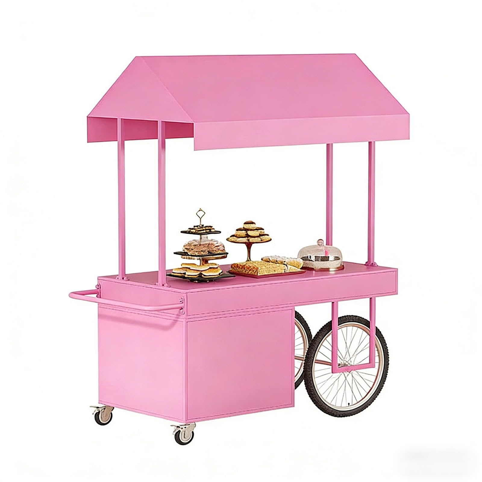 Carrello portatile con tettoia, carrello multifunzione in ferro per esterni, per vendita di cibo da strada, mercato notturno, uso equo (120 x 70 x 200 cm)