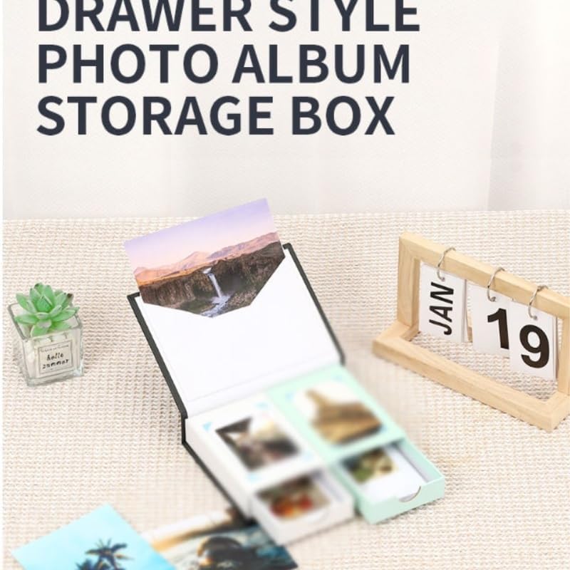 Black Drawer Type Postcard Small Card Memorial Photo Album Storage Box
