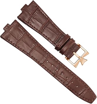 Genuine Leather Watchband for Vacheron Constantin Overseas Series 4500V 5500V P47040 Stainless Steel Buckle Men Watch Strap 25 * 8mm Color 25-12mm, Size 25mm-8mm