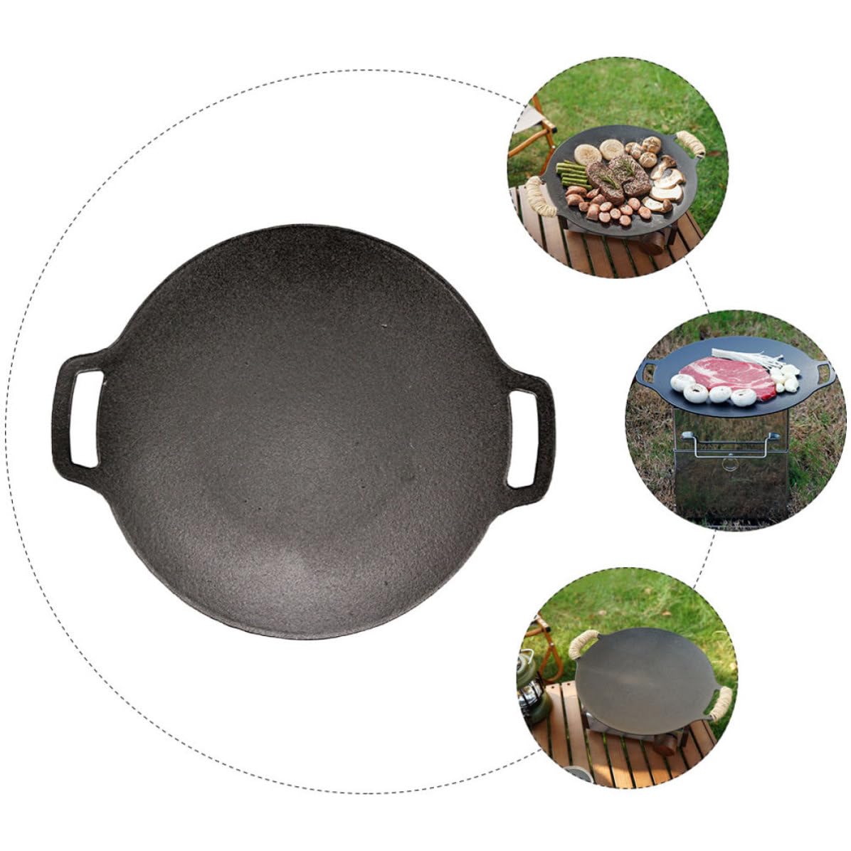 Plancha Grill de Hierro Fundido para Barbacoa Exterior Diseño Resistente y Tamaño Adecuado para Camping y Uso en Cocina de Gas
